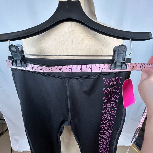 NEW Victoria's Secret Pink Logo Spell Out Capri Black Legging Pants Size Small - Picture 8 of 16